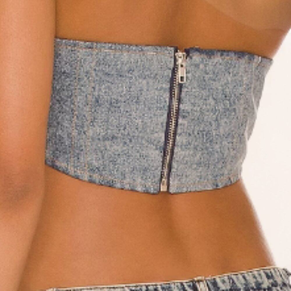 BY.DLYN Jamison Corset Light Blue Denim Back Zip - XS - Picture 8 of 13